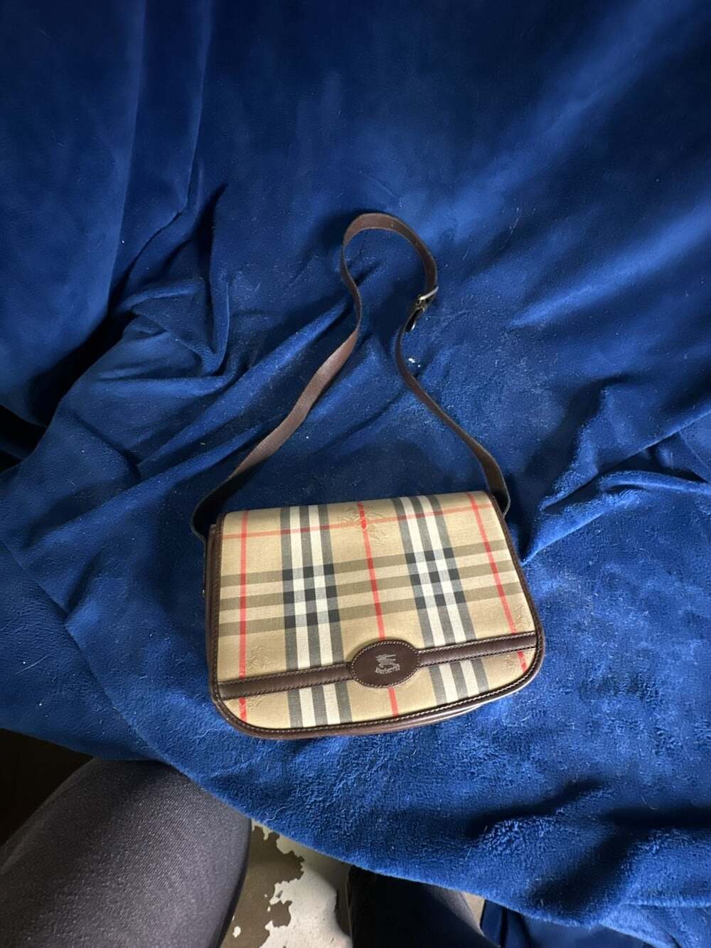 Vintage Burberry Nova Check Canvas and Leather Crossbody Bag